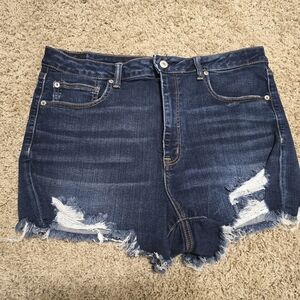 American Eagle Outfitters Blue Jean Shorts Distressed Casual
